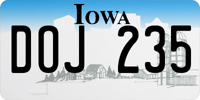 IA license plate DOJ235