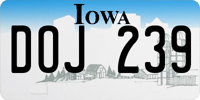 IA license plate DOJ239
