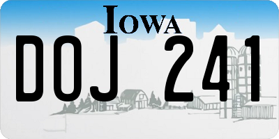 IA license plate DOJ241
