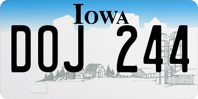 IA license plate DOJ244