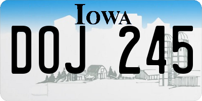 IA license plate DOJ245