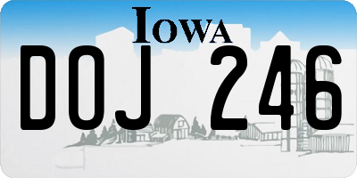 IA license plate DOJ246