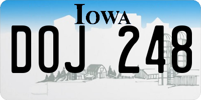 IA license plate DOJ248