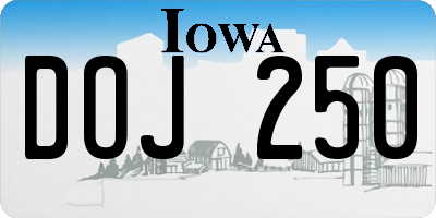 IA license plate DOJ250