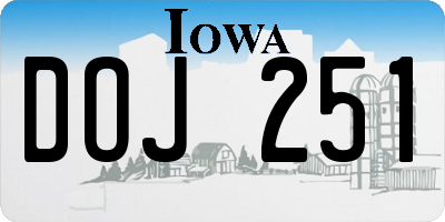 IA license plate DOJ251
