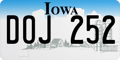 IA license plate DOJ252