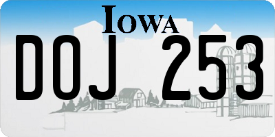 IA license plate DOJ253