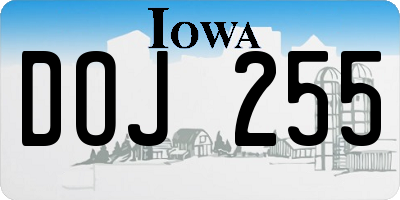 IA license plate DOJ255