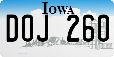 IA license plate DOJ260