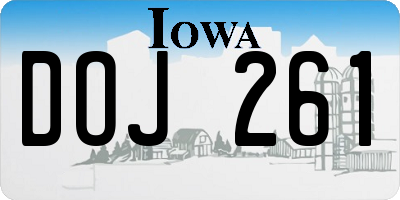 IA license plate DOJ261