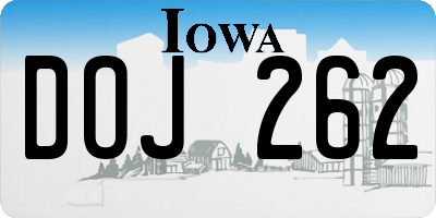 IA license plate DOJ262