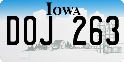IA license plate DOJ263