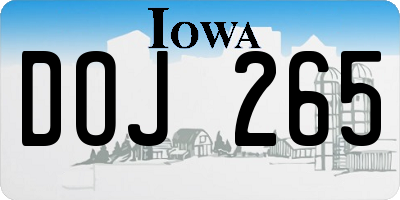 IA license plate DOJ265