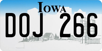 IA license plate DOJ266
