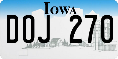 IA license plate DOJ270