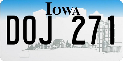 IA license plate DOJ271