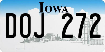 IA license plate DOJ272