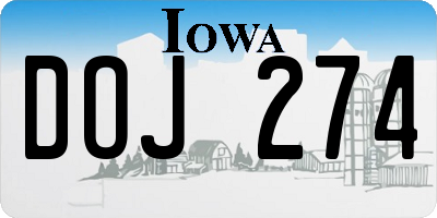 IA license plate DOJ274