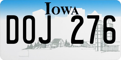 IA license plate DOJ276