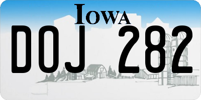 IA license plate DOJ282