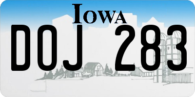 IA license plate DOJ283
