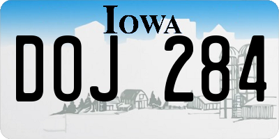 IA license plate DOJ284