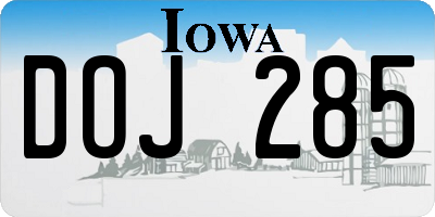 IA license plate DOJ285