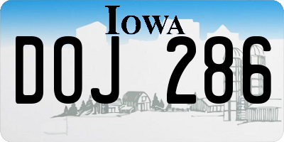 IA license plate DOJ286