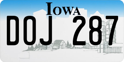 IA license plate DOJ287
