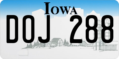 IA license plate DOJ288
