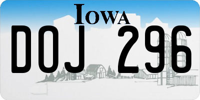 IA license plate DOJ296