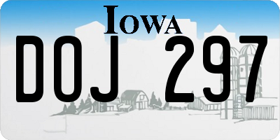 IA license plate DOJ297