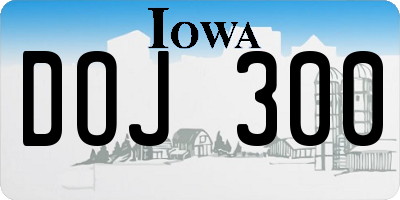IA license plate DOJ300