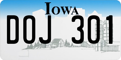 IA license plate DOJ301