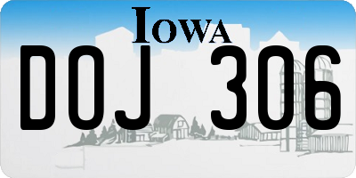 IA license plate DOJ306