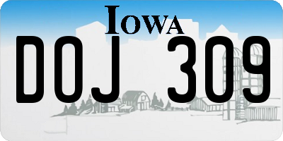 IA license plate DOJ309