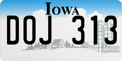 IA license plate DOJ313