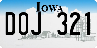 IA license plate DOJ321