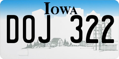 IA license plate DOJ322
