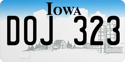 IA license plate DOJ323