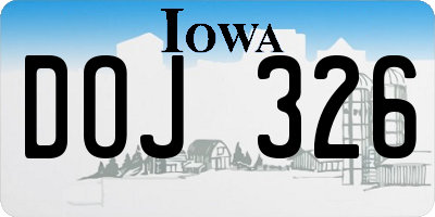 IA license plate DOJ326