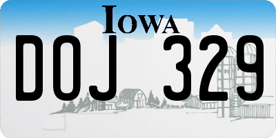 IA license plate DOJ329