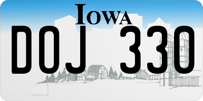 IA license plate DOJ330