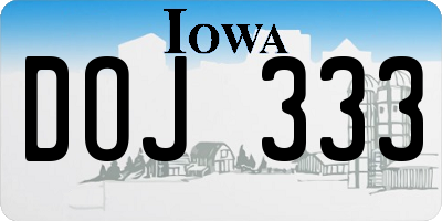 IA license plate DOJ333