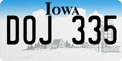 IA license plate DOJ335