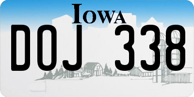 IA license plate DOJ338