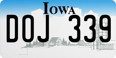 IA license plate DOJ339