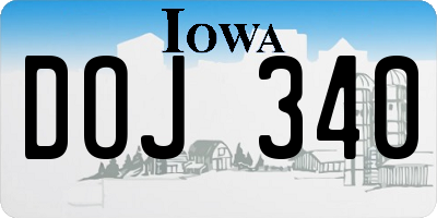 IA license plate DOJ340