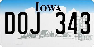 IA license plate DOJ343