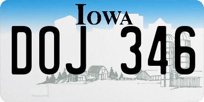 IA license plate DOJ346